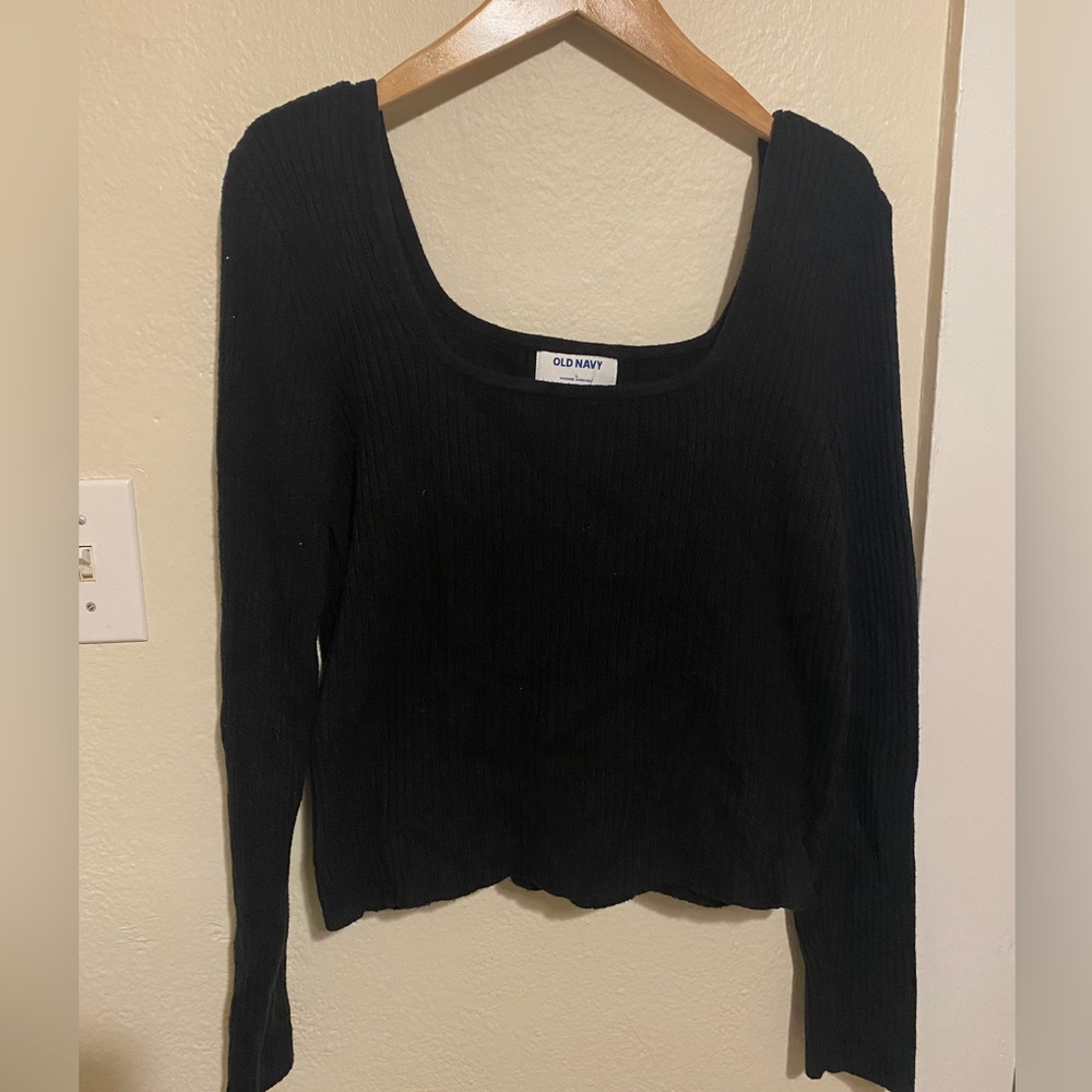 Old Navy Square Neck Cropped Black Sweater